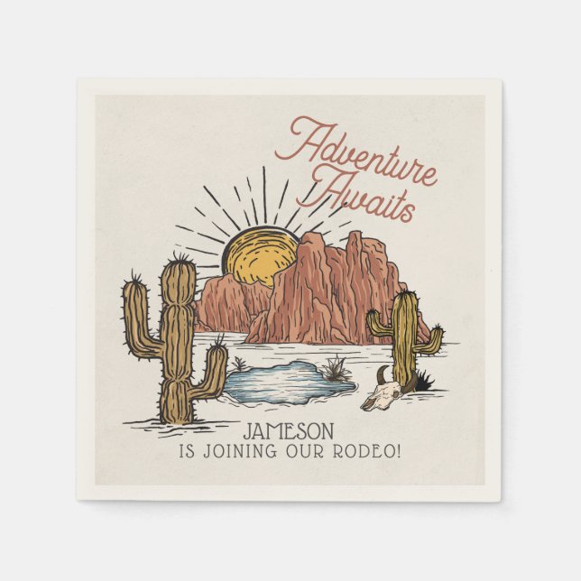 Vilda western Rodeo Baby Shower Pappersservett (Framsidan)
