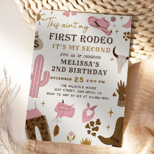 Vilda western Rodeo Cowgirl Ranch 2:a födelsedagen Inbjudningar