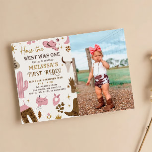 Vilda western Rodeo Cowgirl Ranch Birthday Photo Inbjudningar