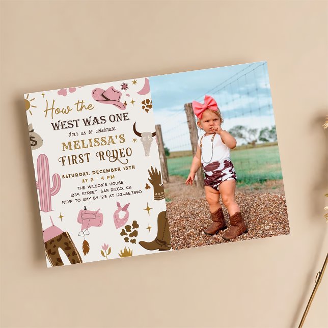 Vilda western Rodeo Cowgirl Ranch Birthday Photo Inbjudningar (Skapare uppladdad)