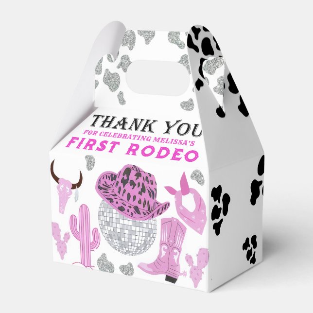 Vilda western Rodeo Disco Rosa Cowgirl Birthday Presentaskar (Framsidan Sidan)