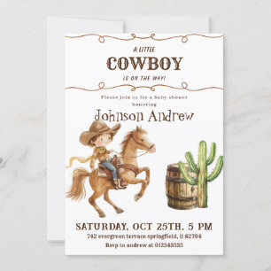 Vilda western Rodeo Wester CowBoy Baby Shower Inbjudningar