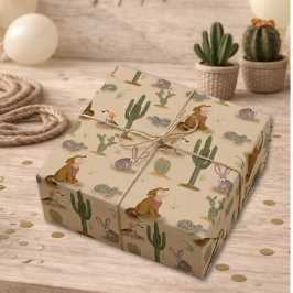 Vilda western Rustic Desert Animals födelsedag Presentpapper