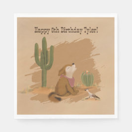 Vilda western Rustic Roligt Cowboy Birthday Papper Pappersservett