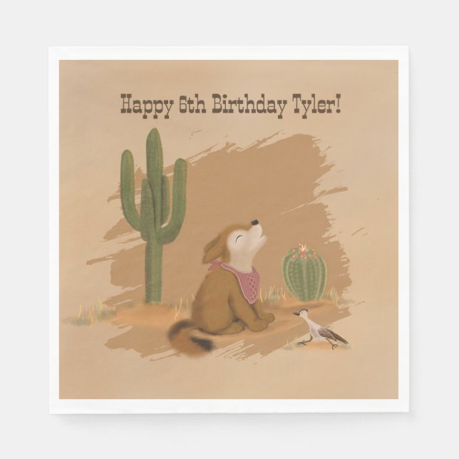 Vilda western Rustic Roligt Cowboy Birthday Papper Pappersservett (Framsidan)