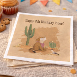 Vilda western Rustic Roligt Cowboy Birthday Papper Pappersservett