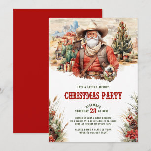 Vilda western Santa Cowboy jul Inbjudan