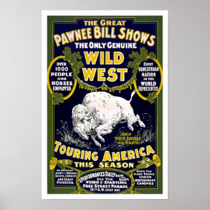 Vilda western Show, 1903. Western reklam för vinta Poster