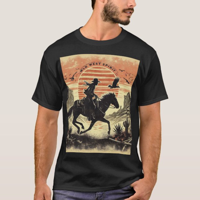 Vilda western Spirit: Cowboy Äventyr T Shirt (Framsida)