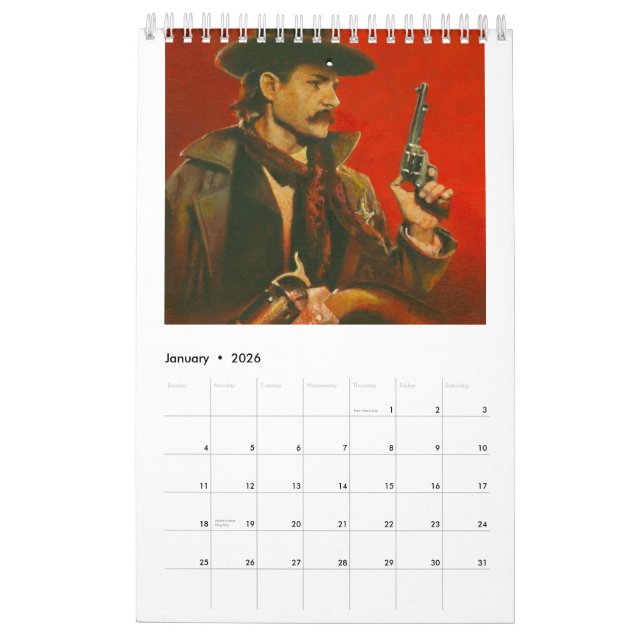 Vilda western täcker konstkalendern kalender (Jan 2026)