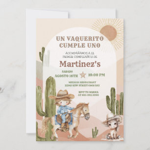 Vilda western Vaquerito Cowboy Birthday Spanska Inbjudningar