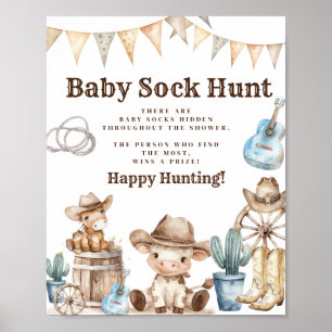 Vilda western Vaquero Birthday baby Sock-jakt Poster