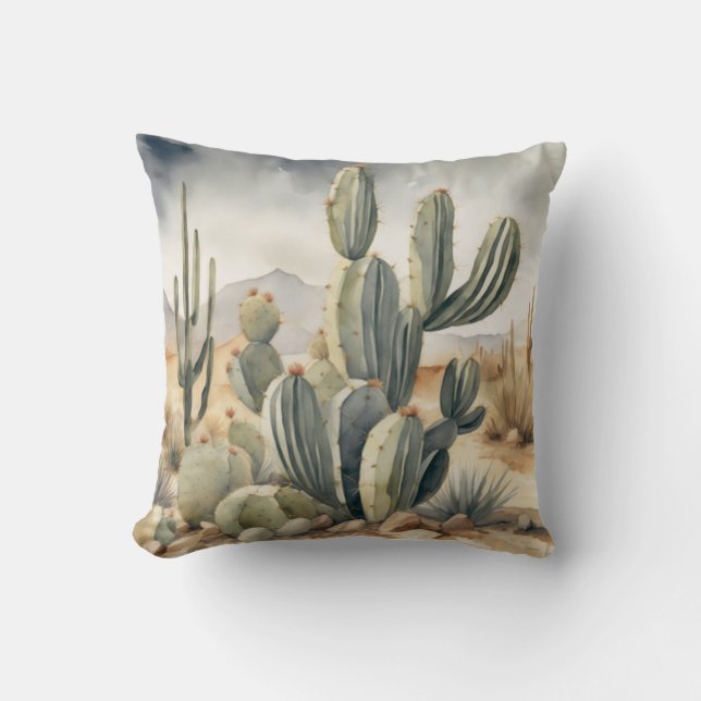 Vilda western Vibes Cactus Watercolor Kudde (Framsida)
