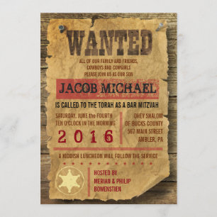 VILDA WESTERN VILLE HA Pub Bat mitzvah inbjudan