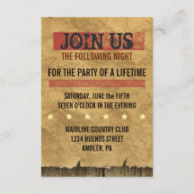 VILDA WESTERN VILLE HA Pub Bat mitzvah Party-kort