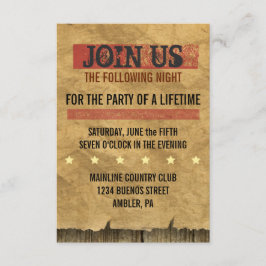 VILDA WESTERN VILLE HA Pub Bat mitzvah Party-kort Inbjudningar