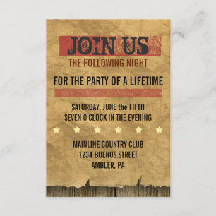 VILDA WESTERN VILLE HA Pub Bat mitzvah Party-kort Inbjudningar