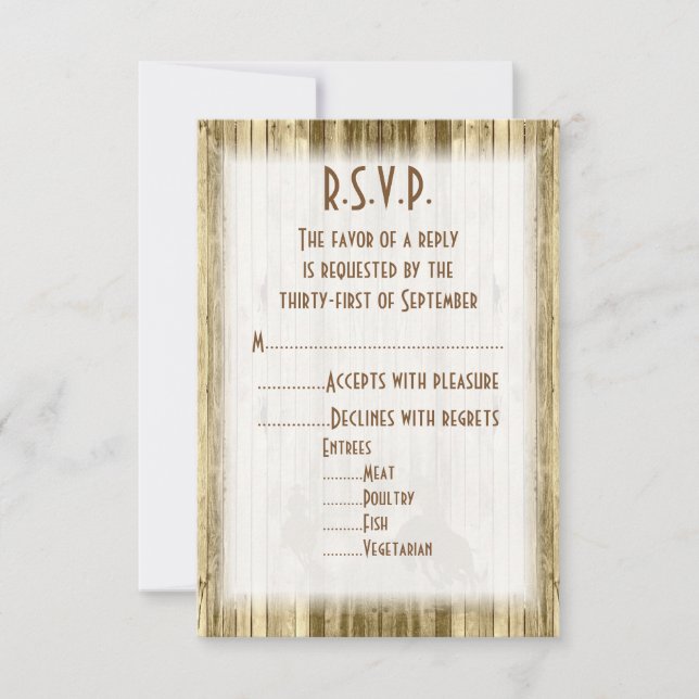 Vilda western western cowboybröllop R.S.V.P OSA Kort (Framsida)