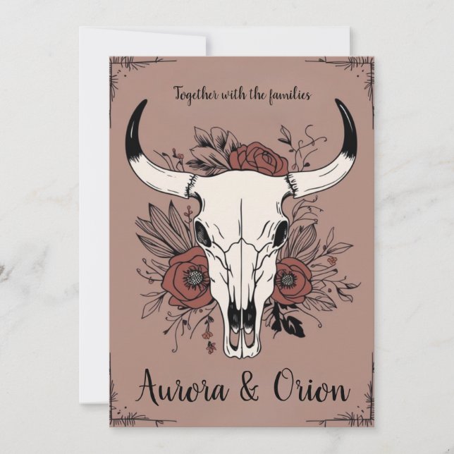 vilda western westerna boho-bröllopsinbjudningar inbjudningar (Framsida)