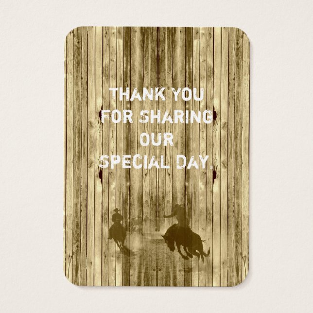 Vilda western westerna bröllopsförmån tack för mär visitkort (Baksidan)