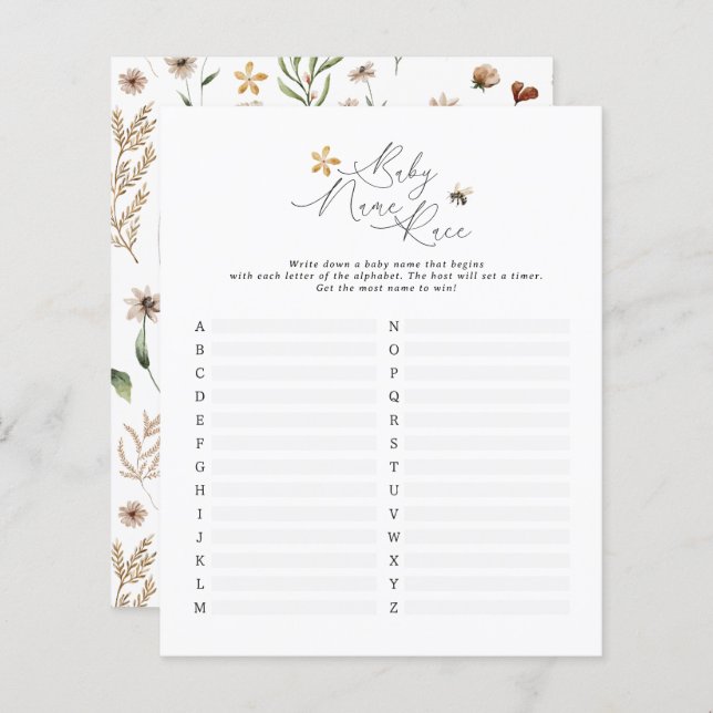 Vildblombin baby namn ansikte i det moderna elegan (Fram/baksida)