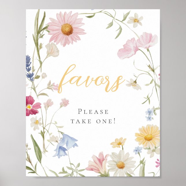 Vildblomma 1:a födelsedagen - ta en tjänst poster (Framsidan)