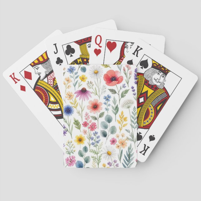 Vildblomma Akvarell Äng Botanisk Blomma Casinokort (Baksidan)