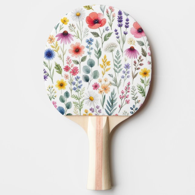 Vildblomma Akvarell Äng Botanisk Blomma Pingisracket (Framsidan)
