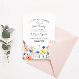 Vildblomma akvarell blommig baby shower inbjudan