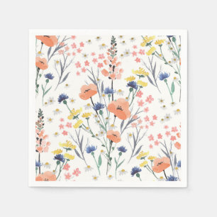 Vildblomma akvarell blommig baby shower pappersservett
