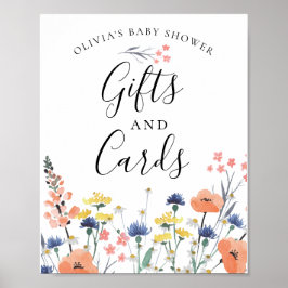 Vildblomma akvarell blommig babypresent Kort Skylt