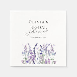 Vildblomma Akvarell Blommig Bröllopsdusch Pappersservett