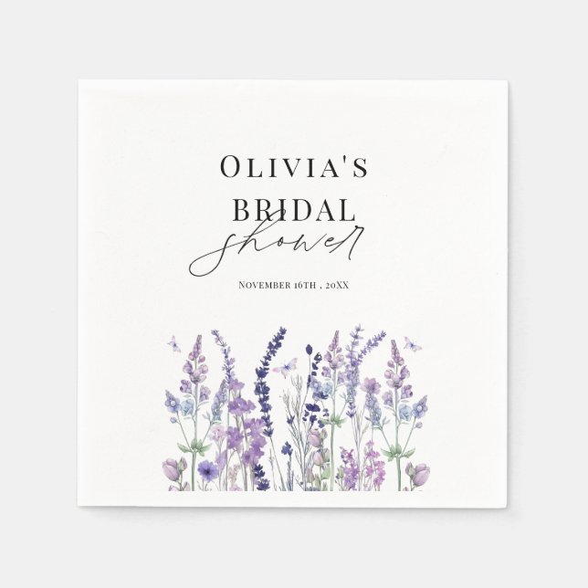 Vildblomma Akvarell Blommig Bröllopsdusch Pappersservett (Framsidan)