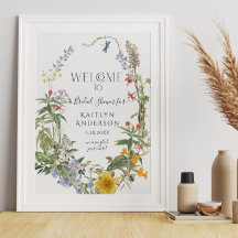 Vildblomma Akvarell Blommig Bröllopsdusch Välkomme