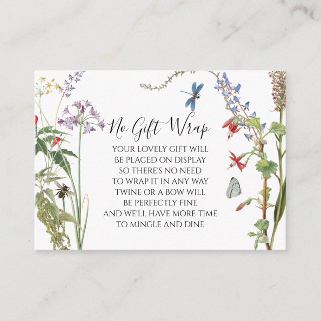 Vildblomma Akvarell Blommig och Biedekoration Dusc Tilläggskort (Framsida)