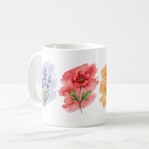 Vildblomma Akvarell Mugg | 4 Botaniska Blommor