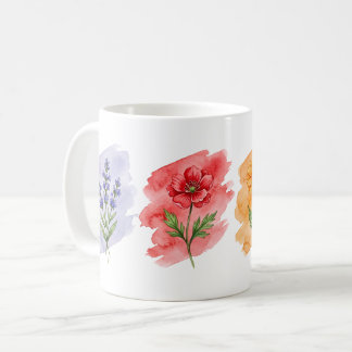 Vildblomma Akvarell Mugg | 4 Botaniska Blommor