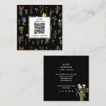 Vildblomma Akvarell Svart Blommig Designer Boho