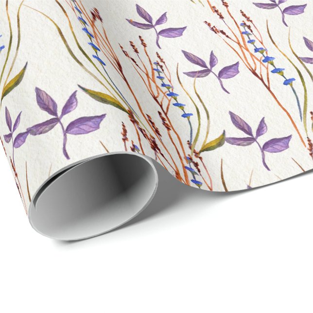 Vildblomma akvarelltryck presentpapper (Rullad Hörn)