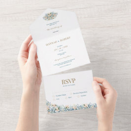 Vildblomma Allt-i-ett Bröllopsinbjudan RSVP