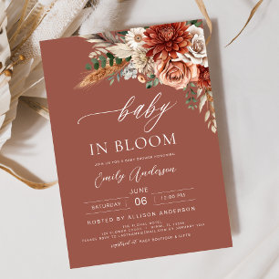 Vildblomma Baby i Blom Autumn Baby Shower Inbjudningar
