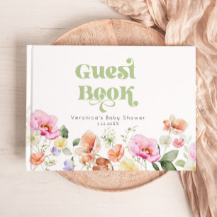 Vildblomma Baby i blom Baby Shower Gästböcker