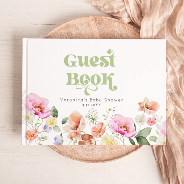 Vildblomma Baby i blom Baby Shower Gästböcker (Skapare uppladdad)