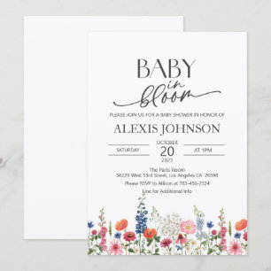 Vildblomma Baby i Blom Baby Shower Inbjudningar