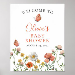 Vildblomma Baby i blom Welcome baby shower Poster