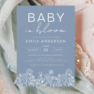 Vildblomma Baby i Bloom Baby Shower Dammig Blå
