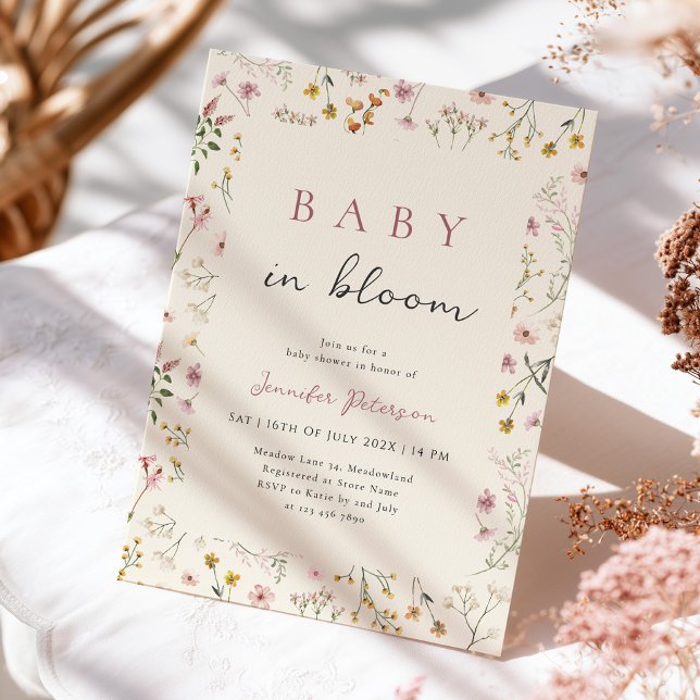 Vildblomma Baby i Bloom Baby Shower Inbjudan (Skapare uppladdad)