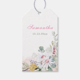 Vildblomma Baby i Bloom Baby Shower Tack tack Presentetikett