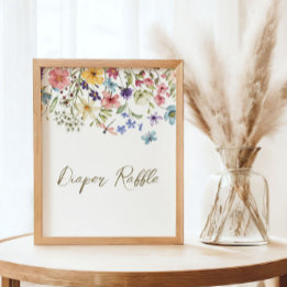 Vildblomma Baby I Knopp Baby Shower Blöja Lotteri Poster
