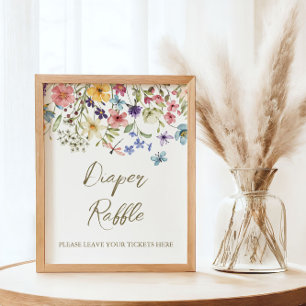 Vildblomma Baby I Knopp Baby Shower Blöja Lotteri Poster